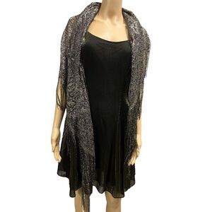 Set Late Edition Vintage Sleeveless Fit Flare Sparkle Dress and Shawl Womens 8